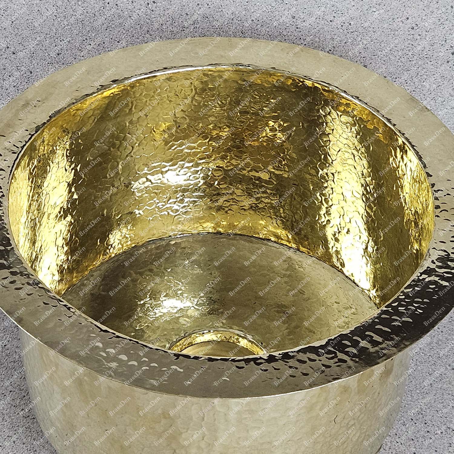 Unlacquered Brass Round Bar Sink – Handmade Drop-In with Drain