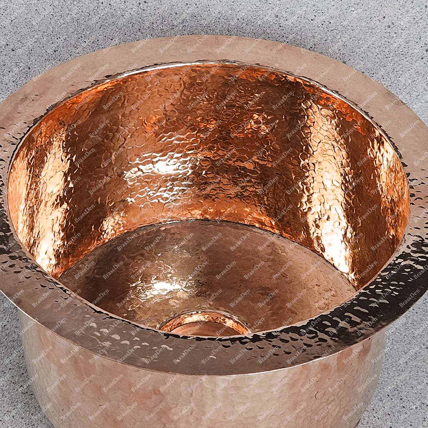 Handmade Copper Round Bar Sink with Drain