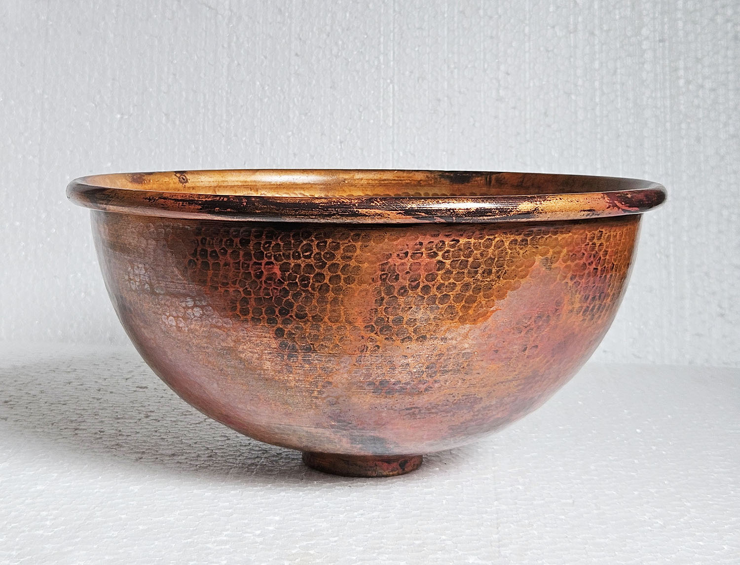 Rustic Hammered Copper Bathroom Sink – Aged Copper Bowl Vessel Sink