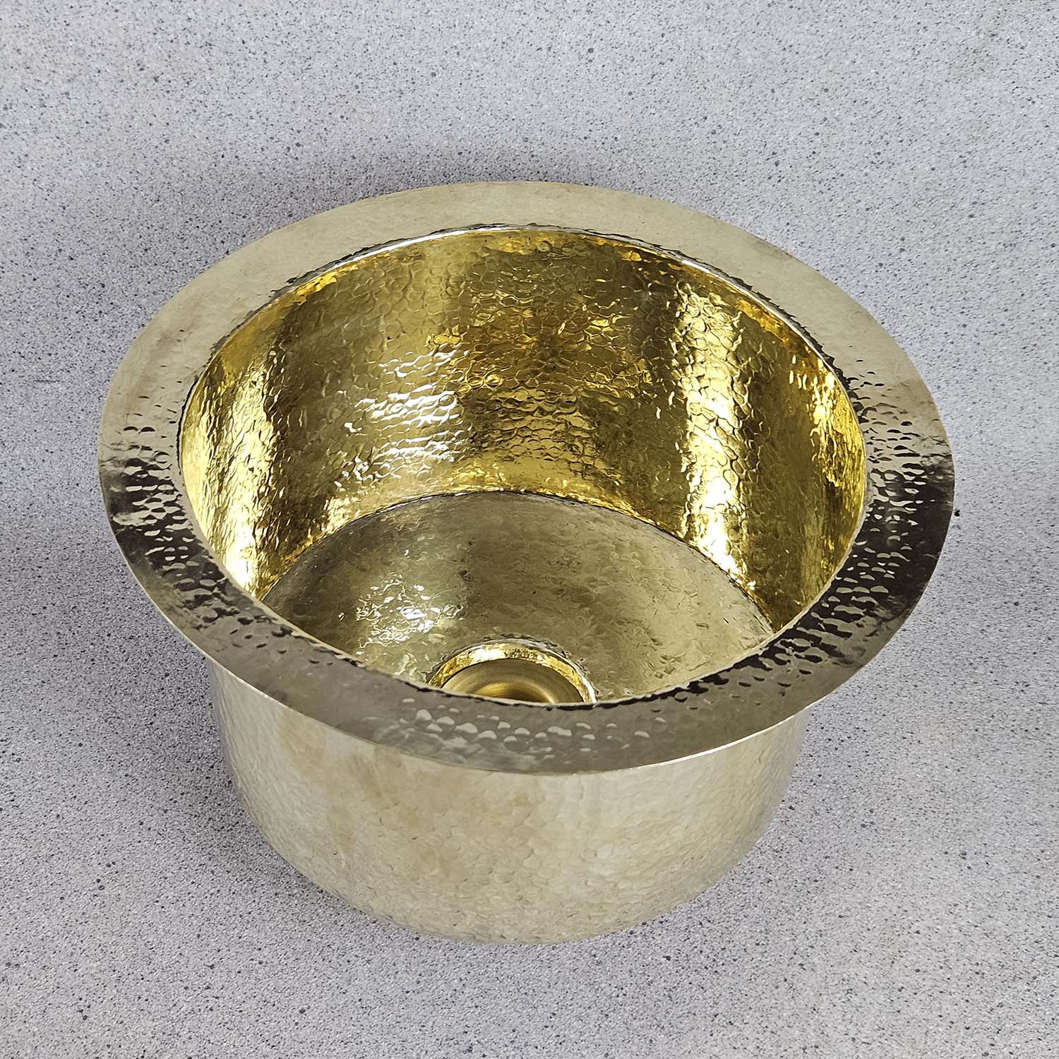 Unlacquered Brass Round Bar Sink – Handmade Drop-In with Drain