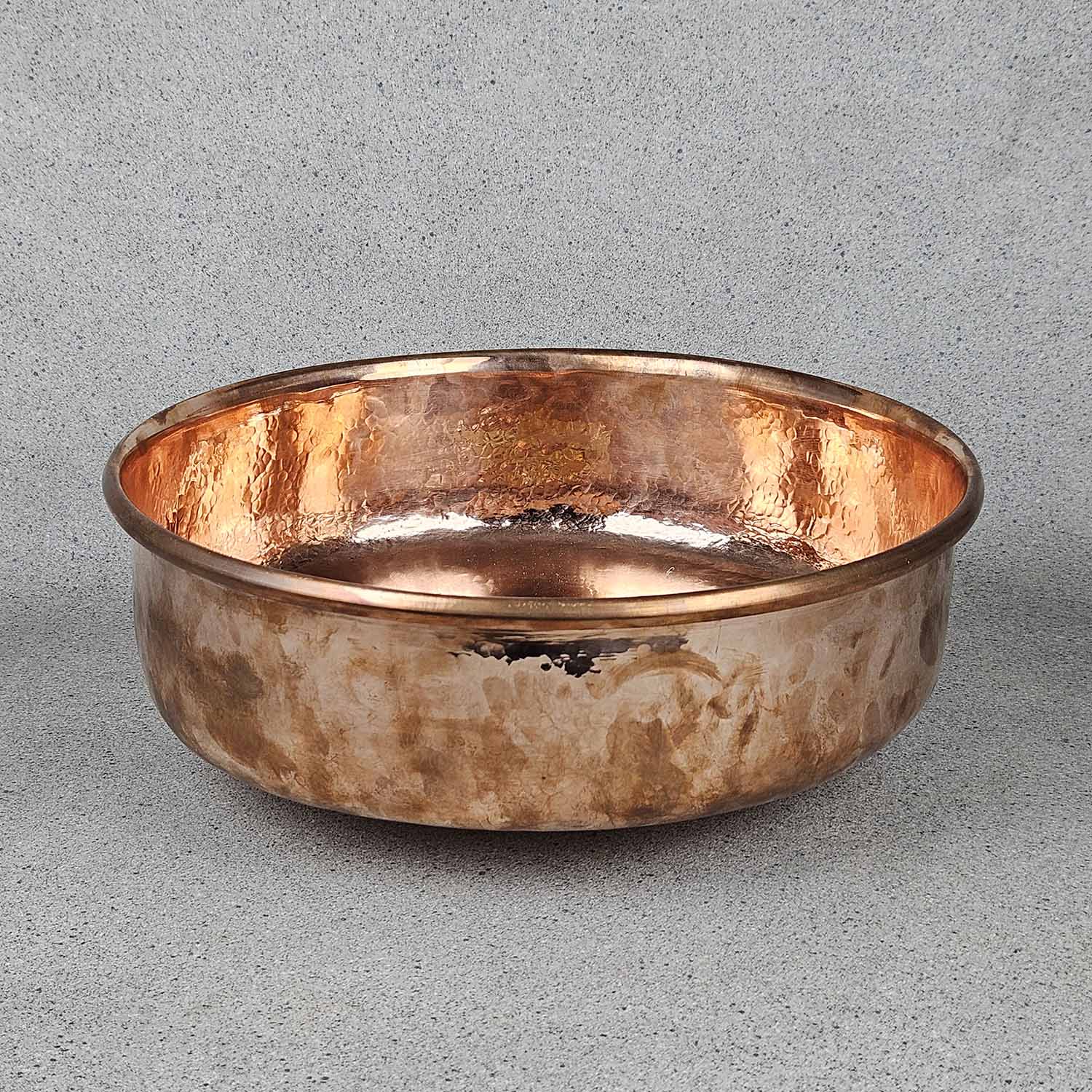 Round Copper Bathroom Vessel Sink - Unlacquered Hammered Copper Sink