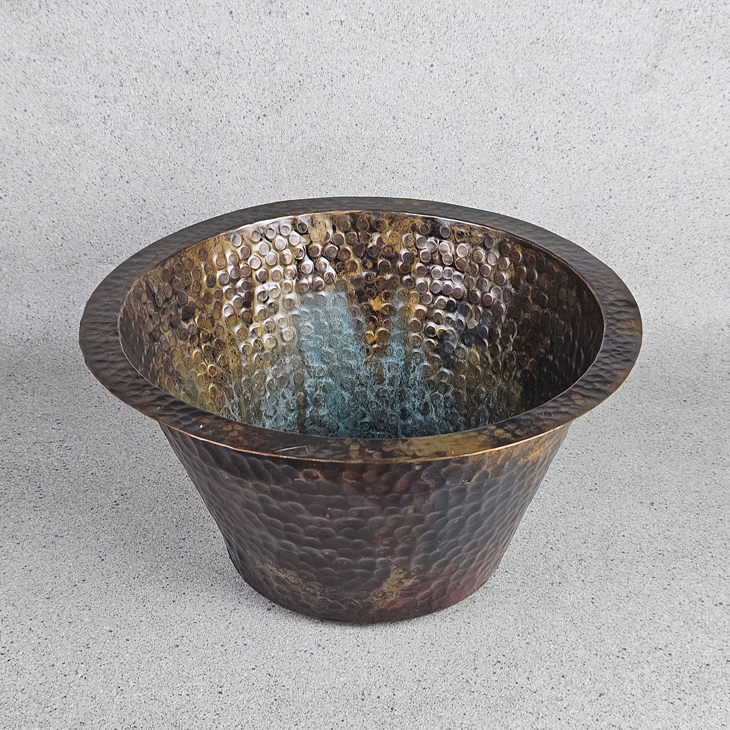 Aged Copper Round Bar Sink – Rustic Drop-In Bathroom Sink