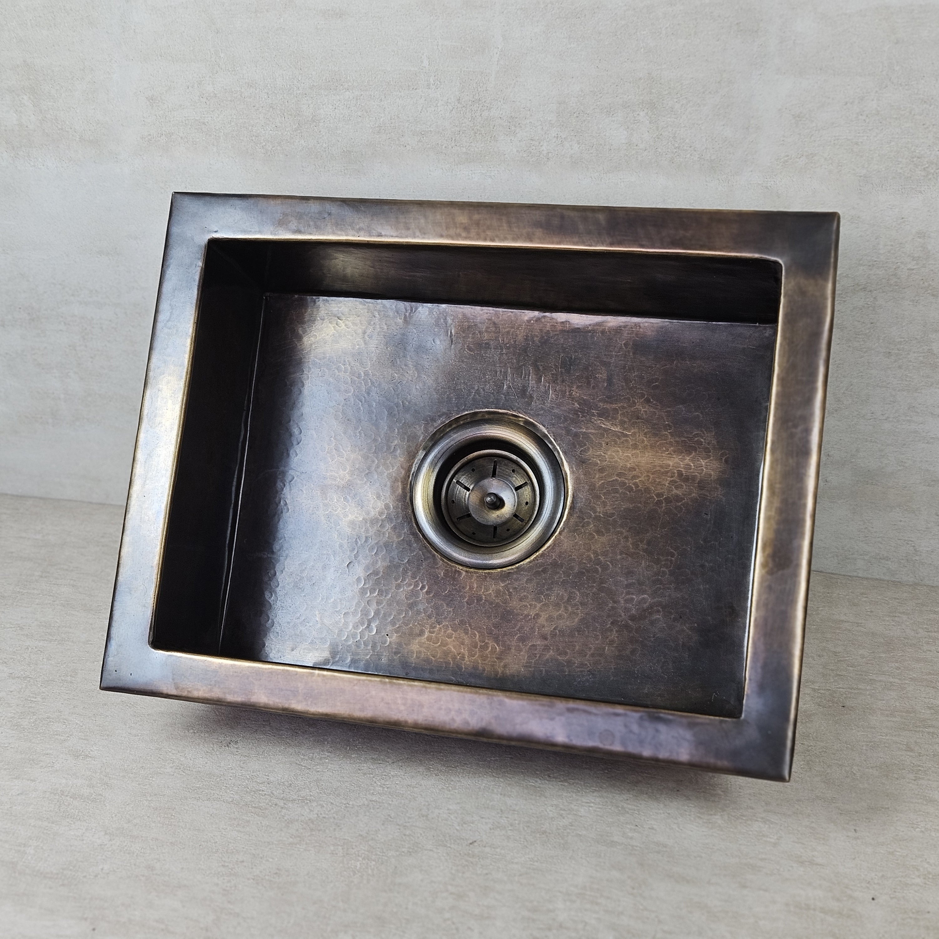Rustic Patina Brass Kitchen Sink – Hammered Undermount or Drop-In Sink