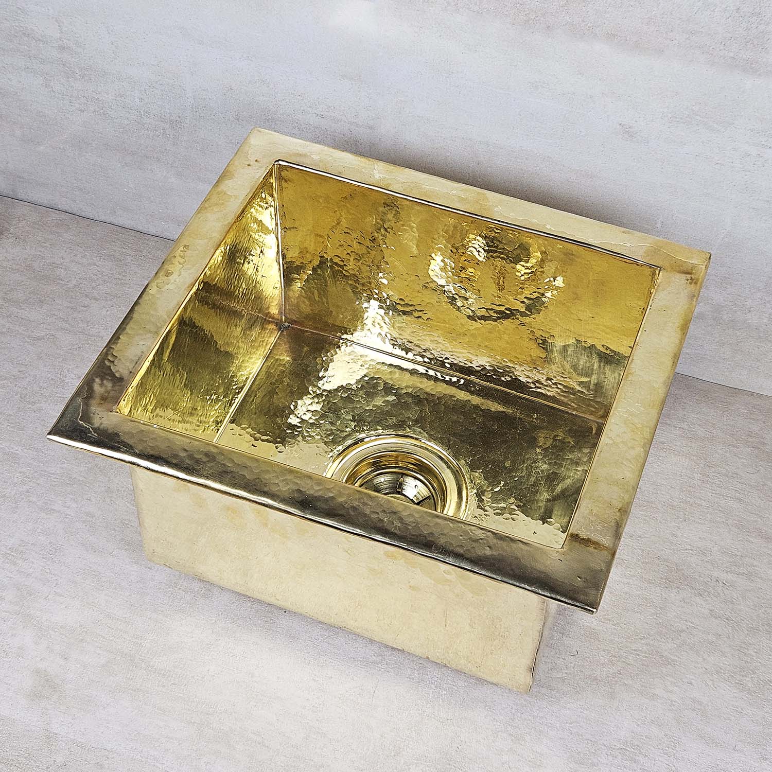 Squared Brass Kitchen Sink – Square Bar Vanity with Brass Interior Basin