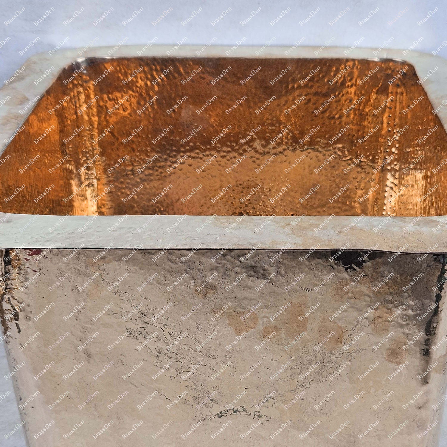 Square Undermount Kitchen Sink with Drain - Solid Copper Handmade Sink