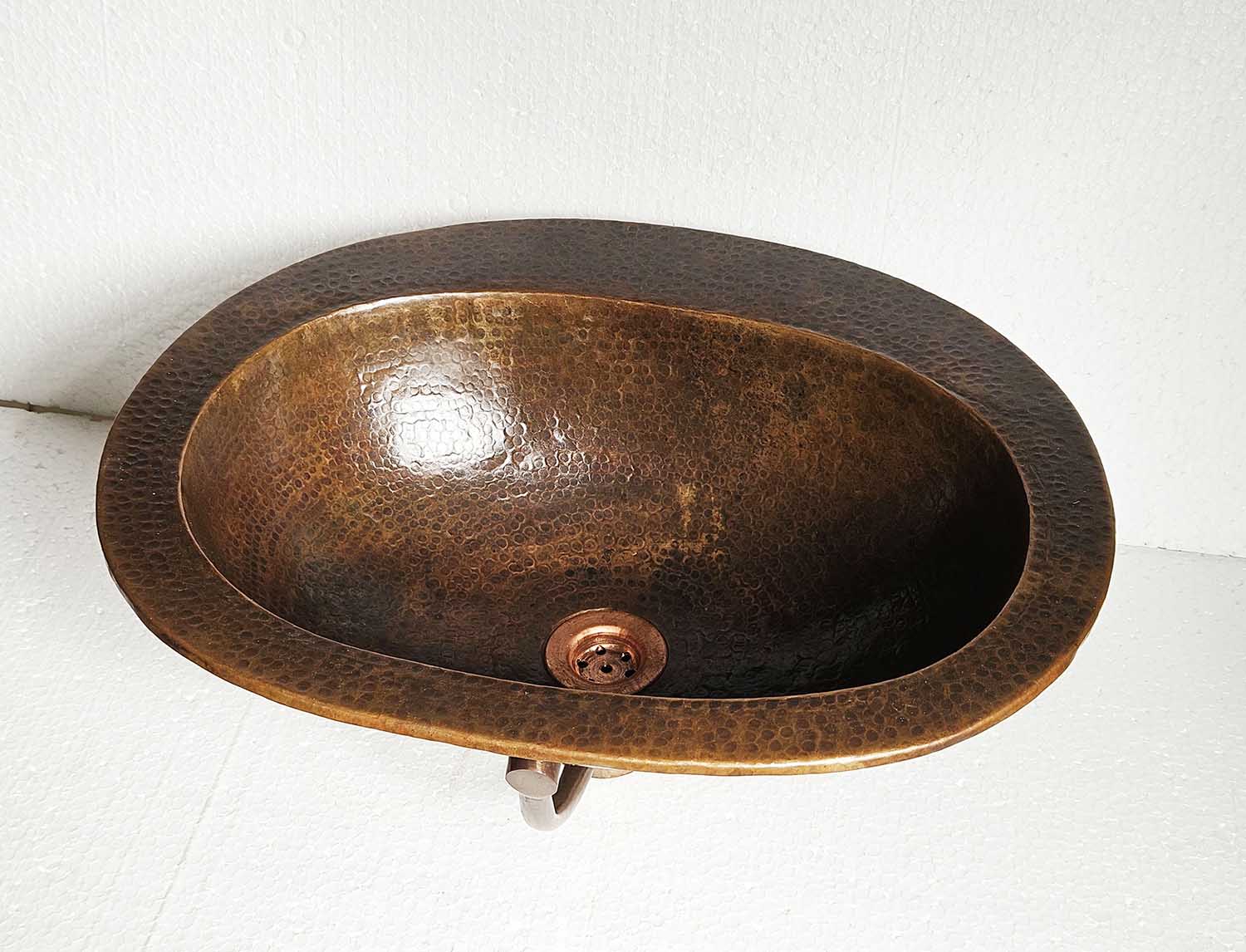 Patina Oval Bronze Bathroom Sink – Handmade Brass Oval Sink