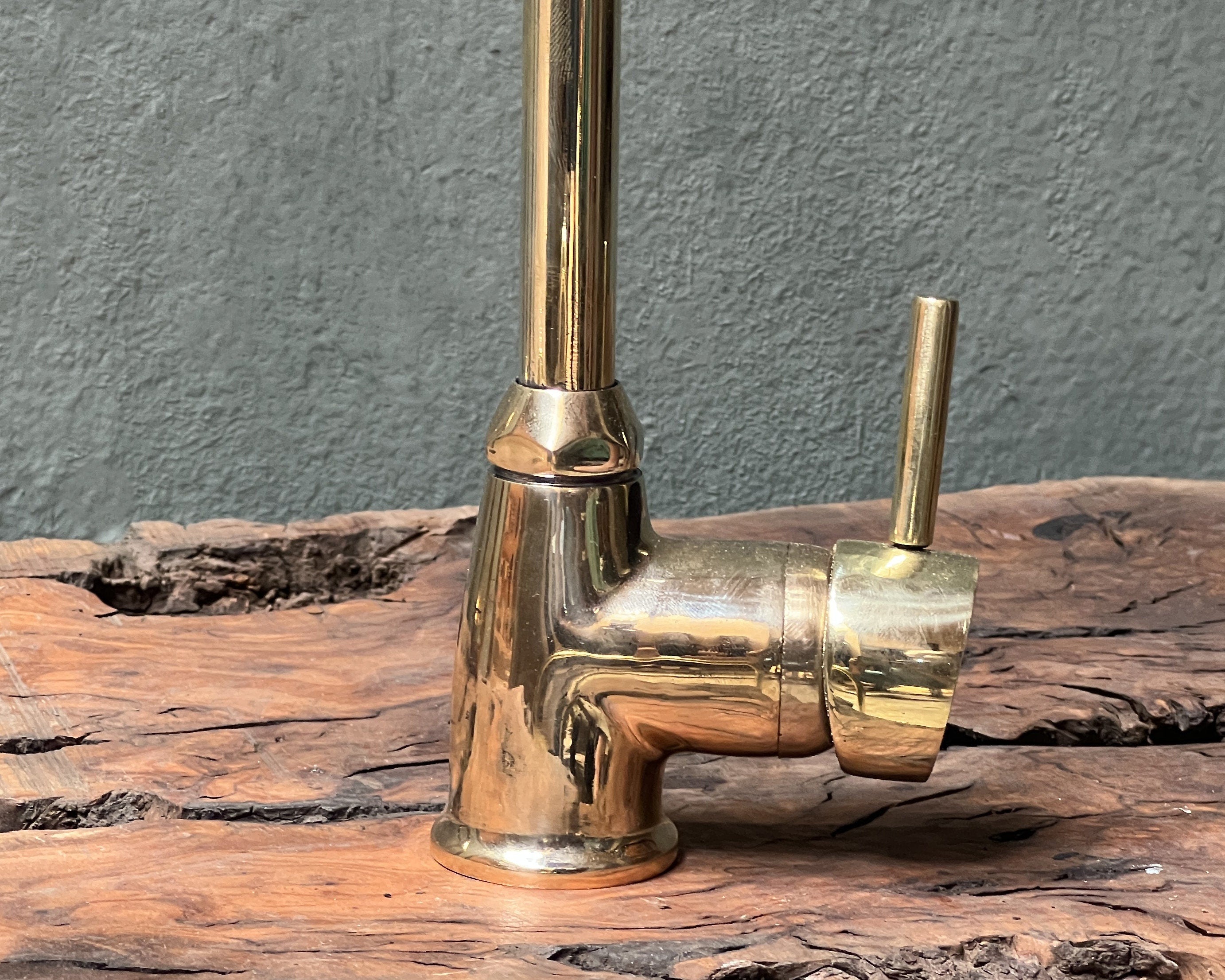 Unlacquered Solid Brass Kitchen Faucet – Single Handle Mixer