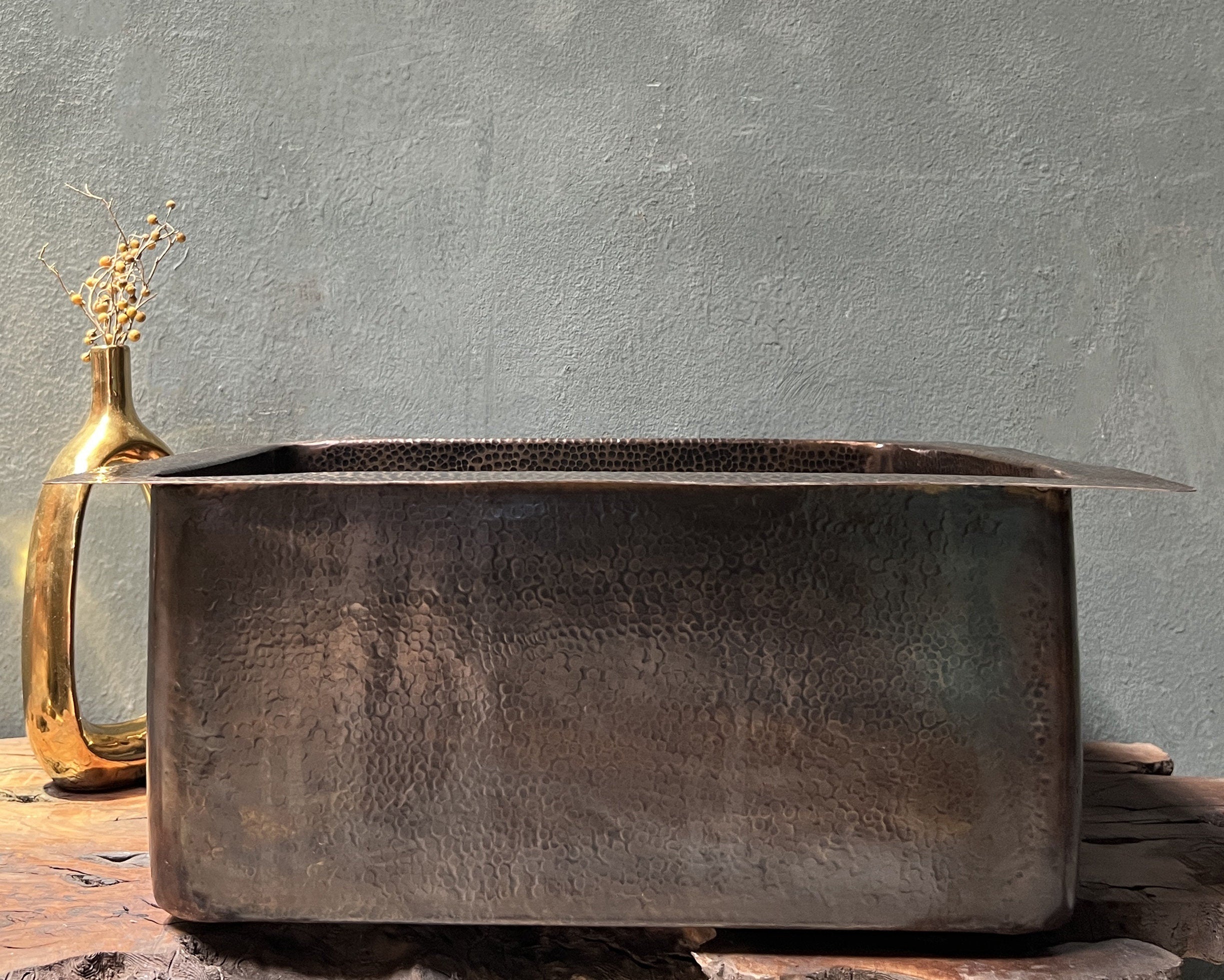 Patina Brass Kitchen Sink – Antique Bronze Undermount Square Sink