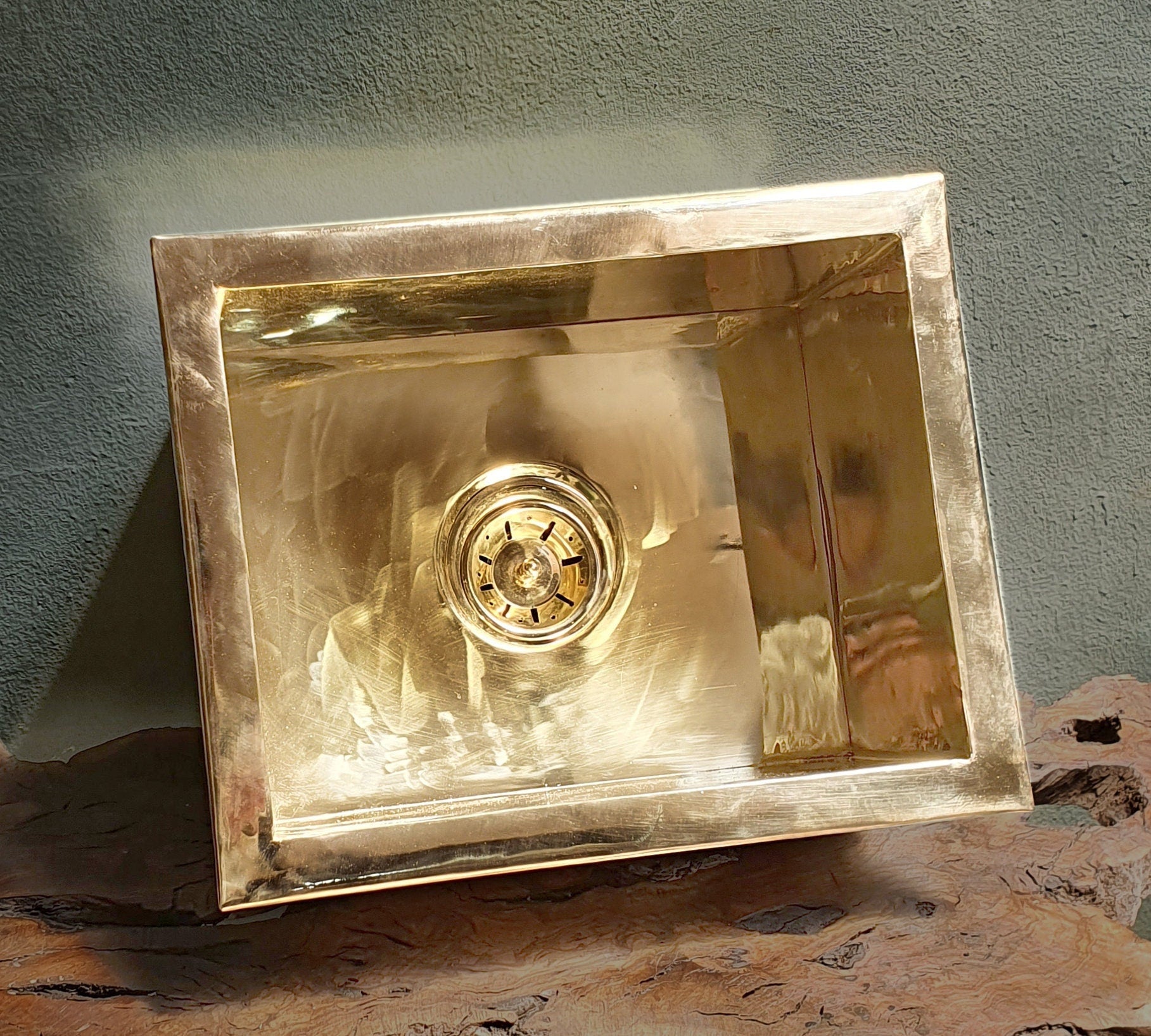 Solid Brass  Drop-In Sink – Farmhouse Kitchen Island Brass Sink
