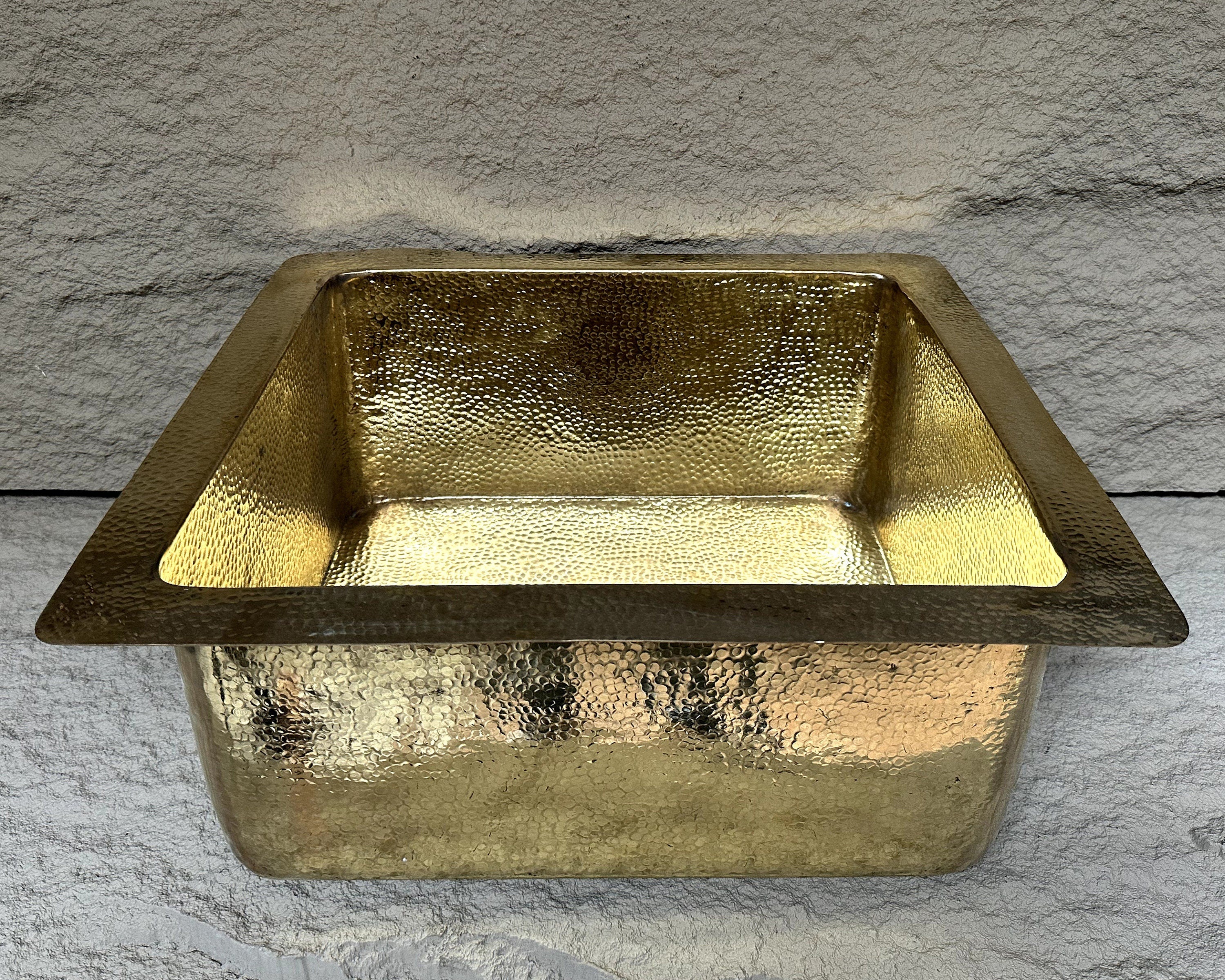 Undermount Brass Bar Sink – Solid Square Kitchen Island SInk