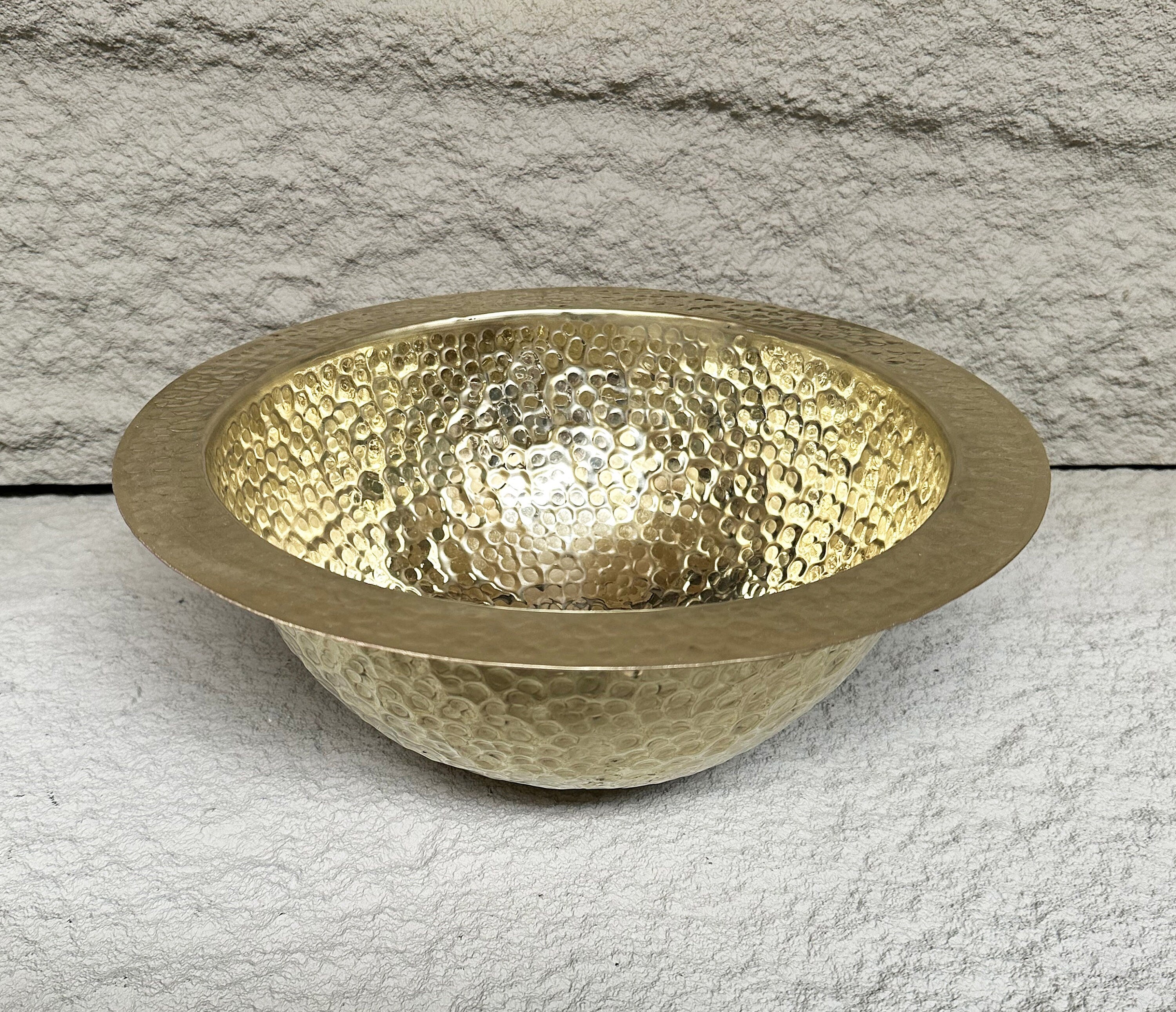 Handcrafted Hammered Round Brass Drop-In Sink