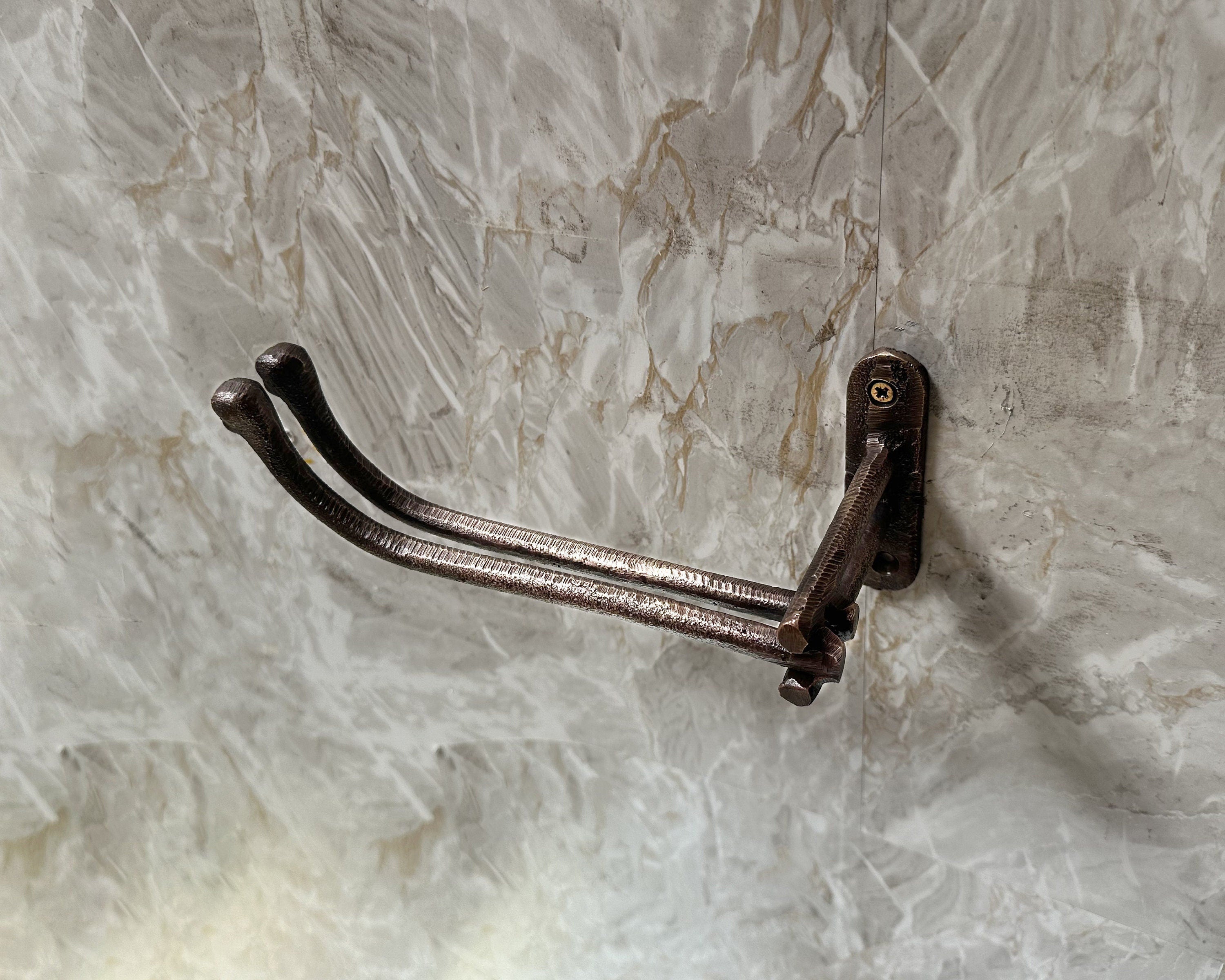 Aged Brass Toilet Paper & Towel Holder – Solid Antique Bathroom Fixture