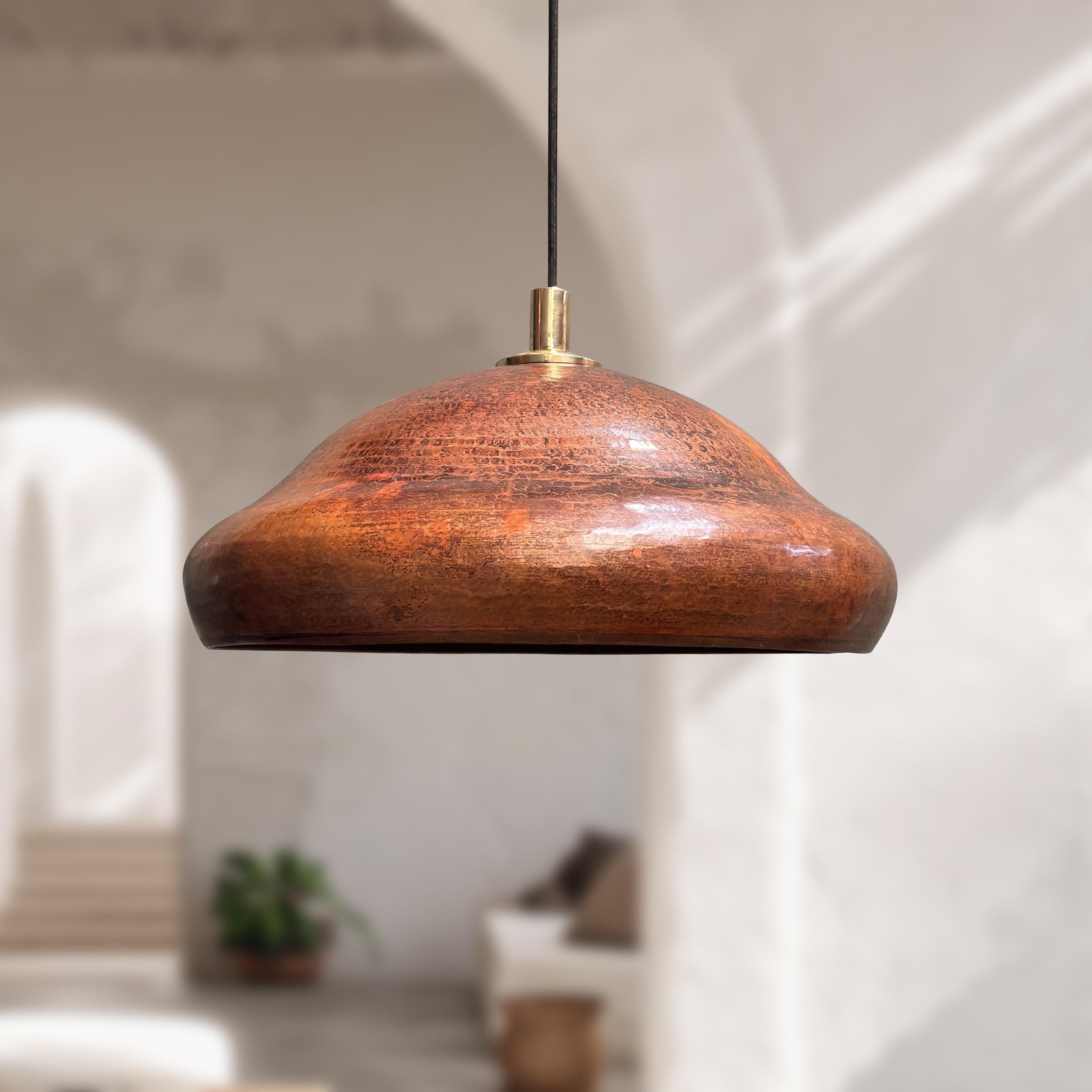 Vintage Copper Pendant Light – Rustic Dome Rustic Kitchen Fixture