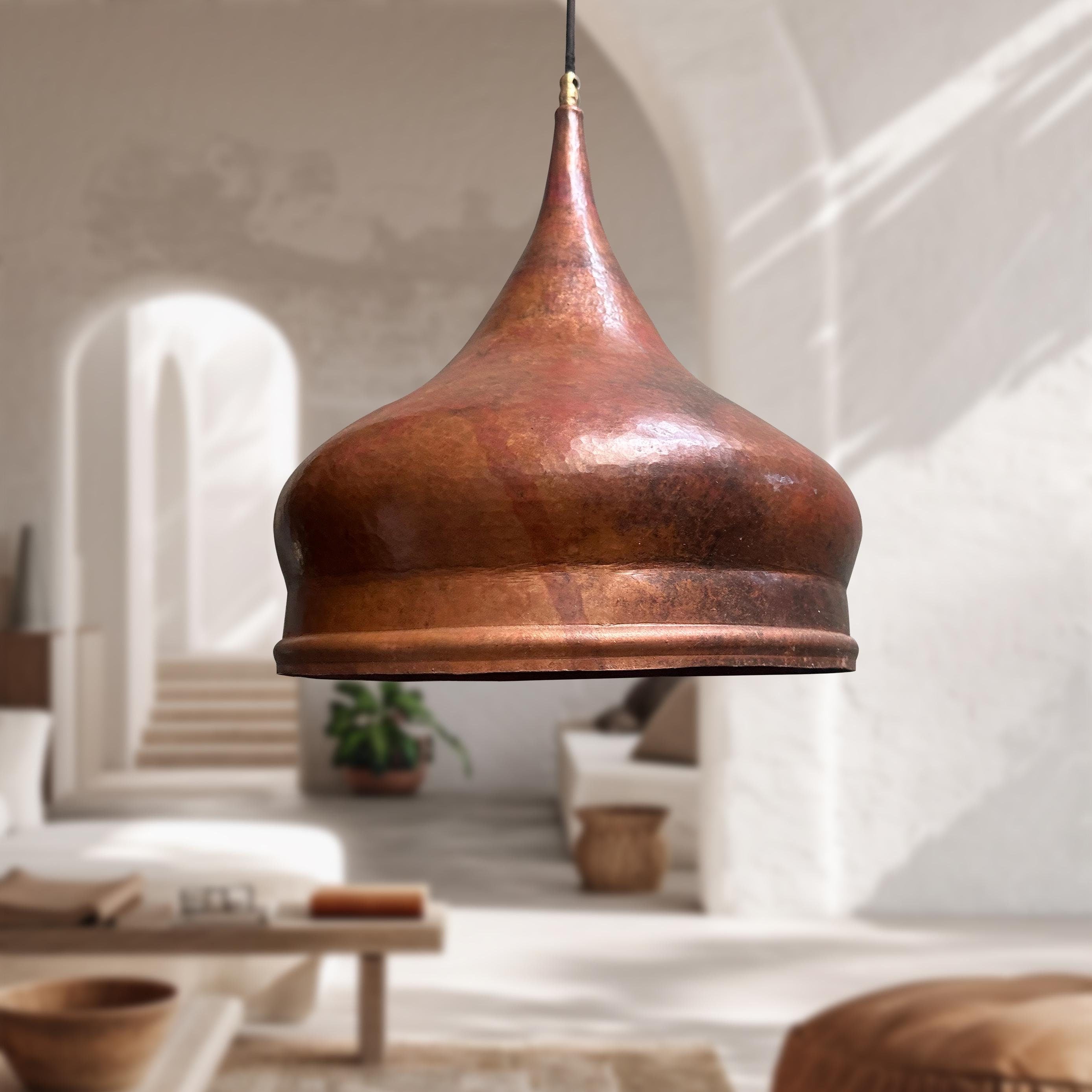 Vintage Copper Pendant Light – Handmade Onion Dome Kitchen Fixture