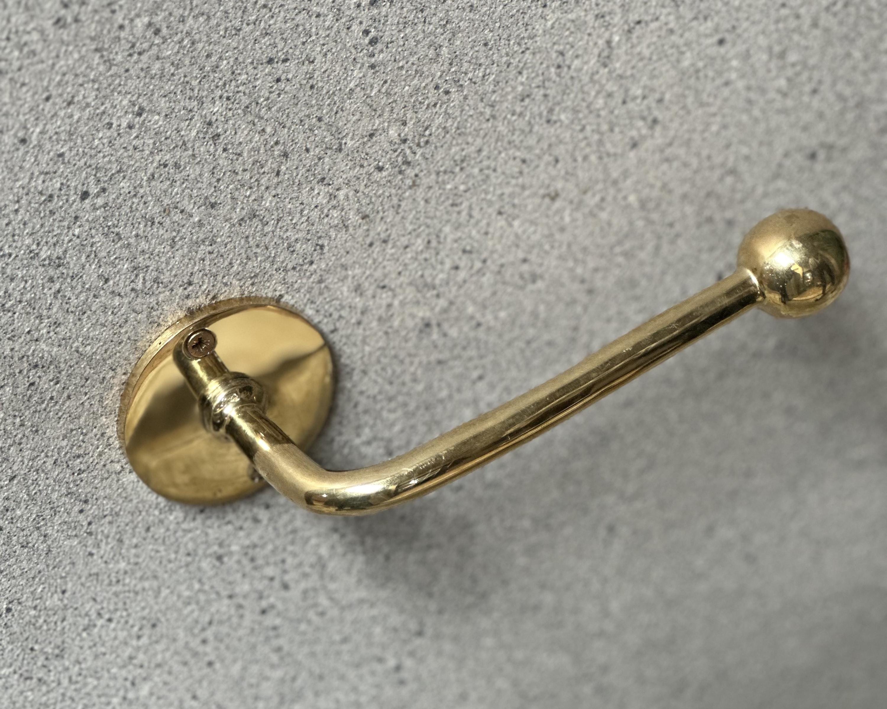 Unlacquered Brass Roll Holder - Handmade Brass Toilet Paper Holder