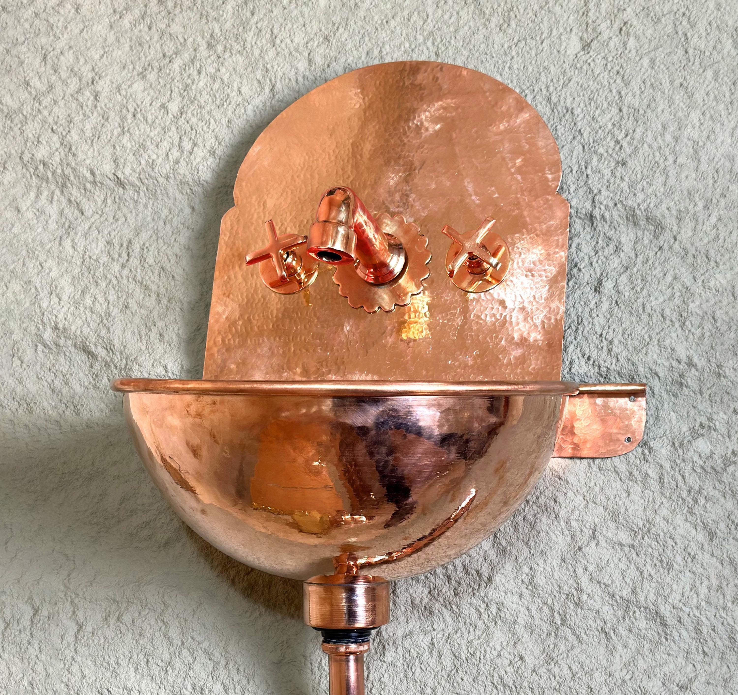 Copper Wall-Mount Sink with Mixer Faucet