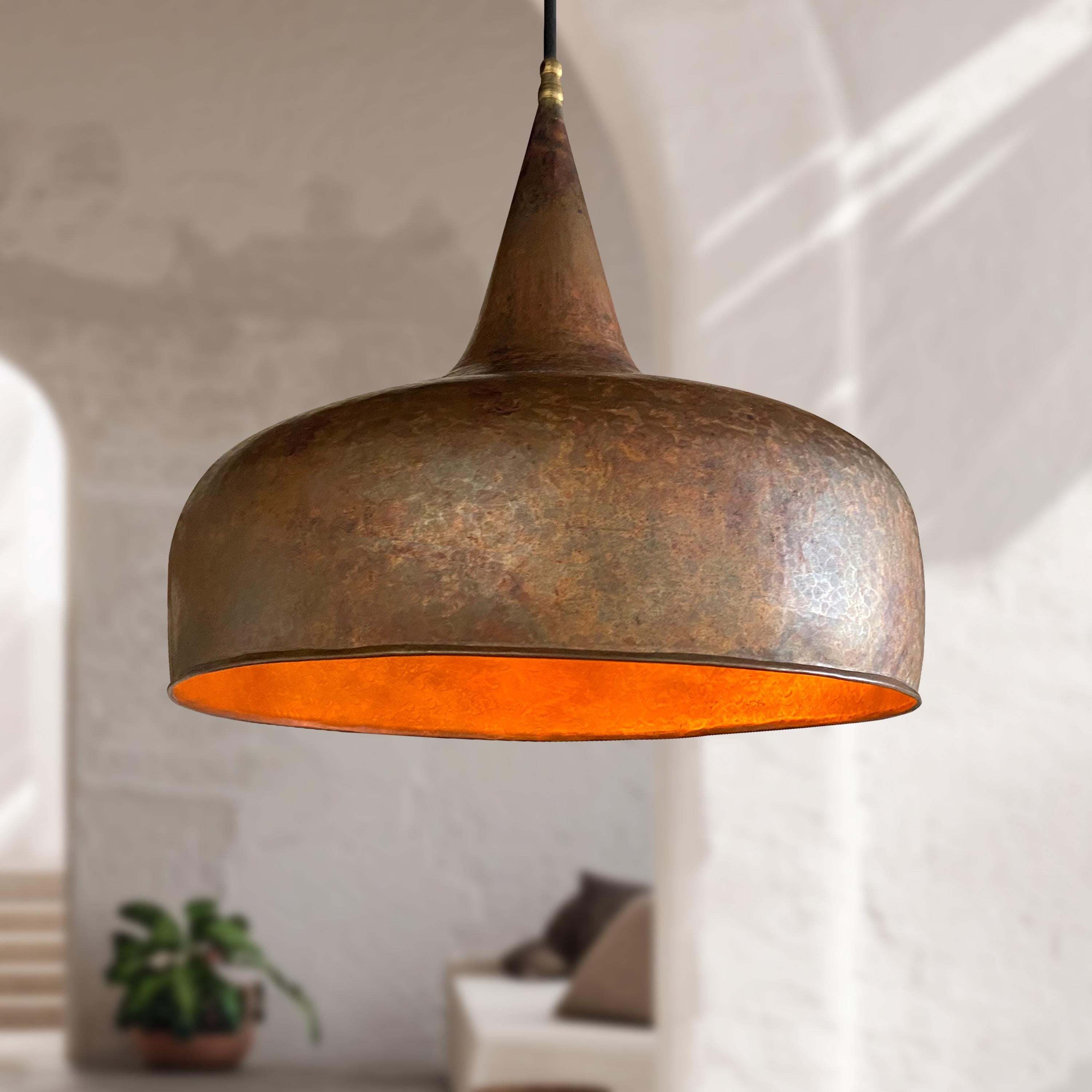 Handmade Copper Dome Ceiling Light – Vintage Rustic Kitchen Pendant Fixture