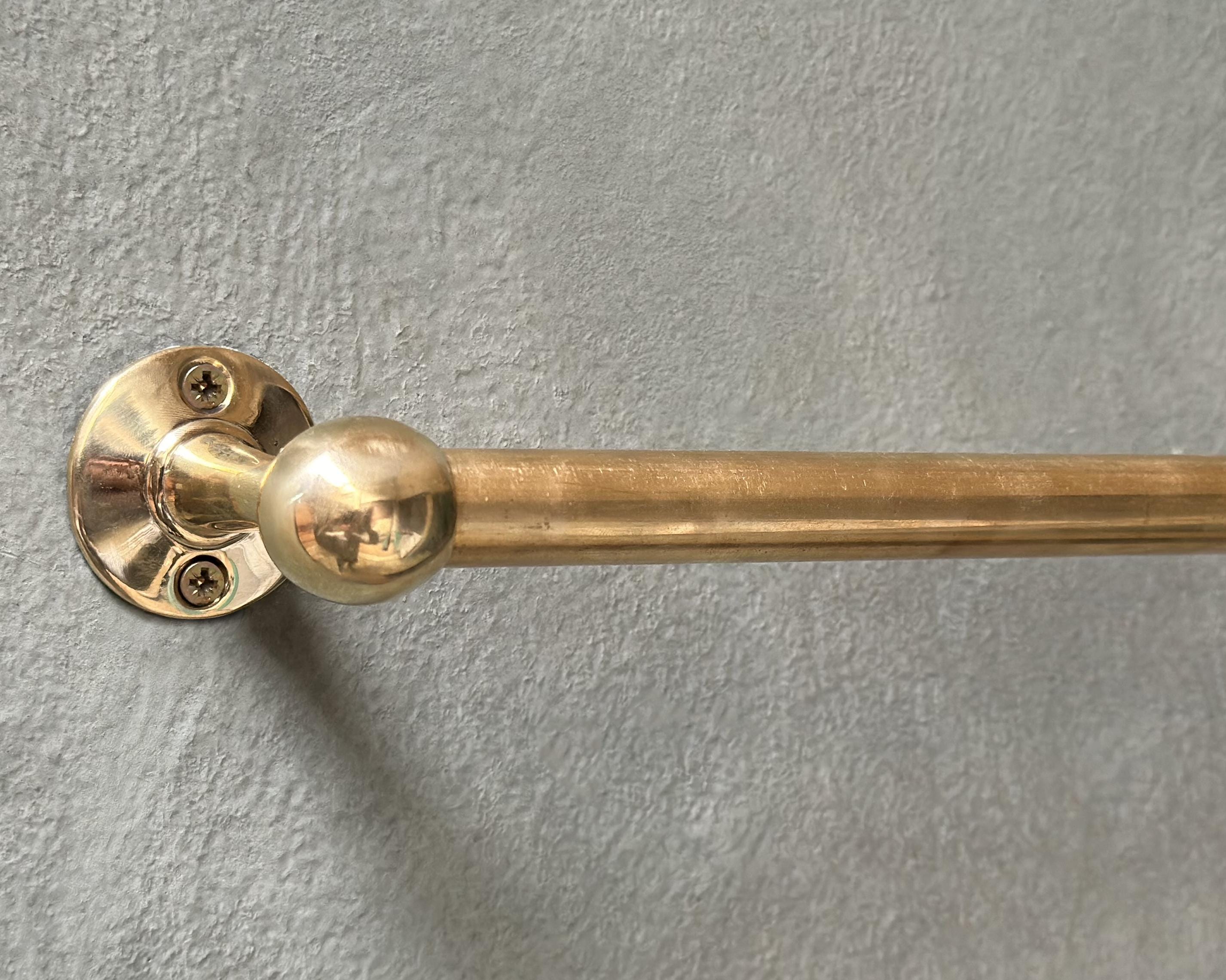 Solid Unlacquered Brass Towel Bar – Handcrafted Kitchen & Bathroom Rail