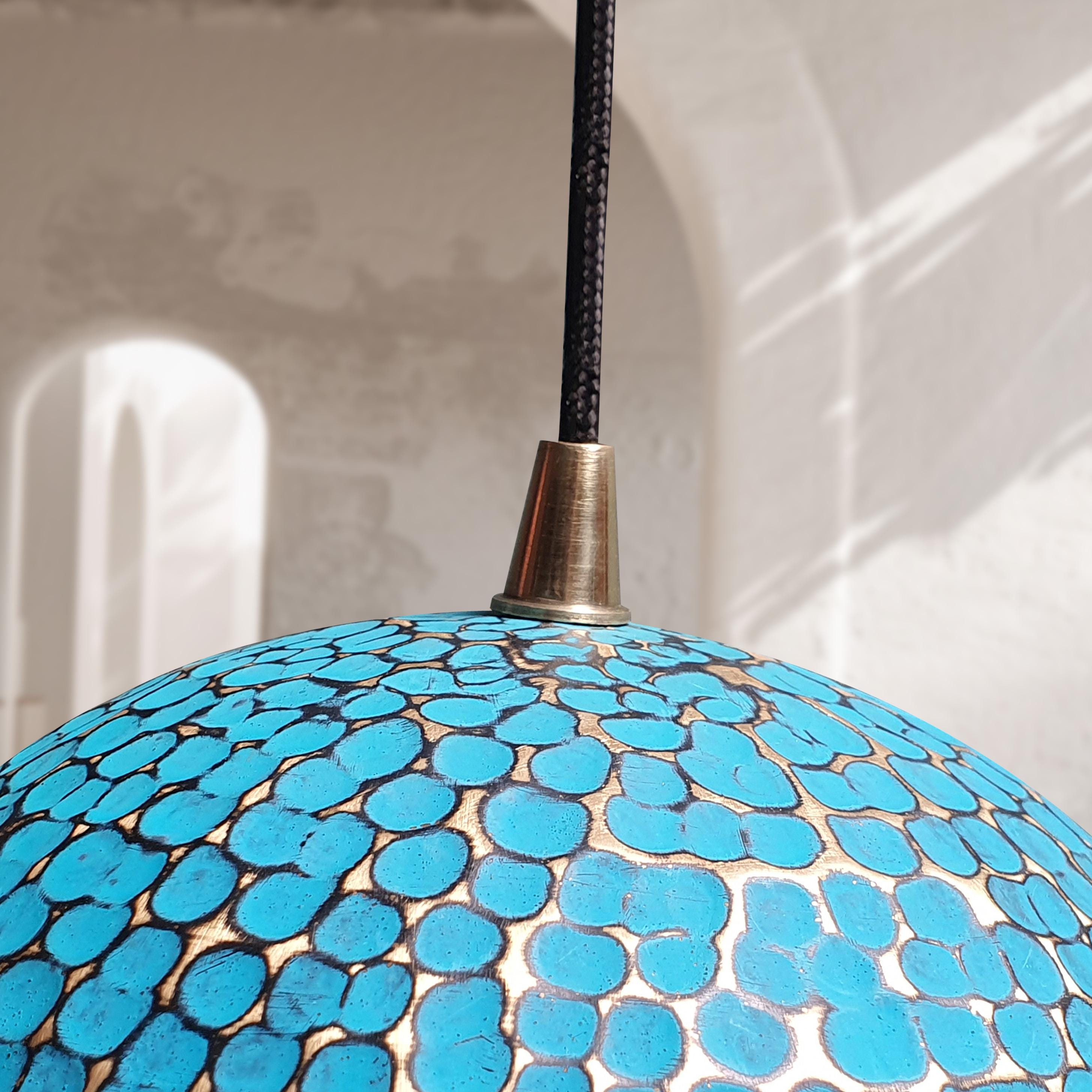 Patina Brass Pendant Light – Oxidized Dome Ceiling Fixture for Kitchen Island