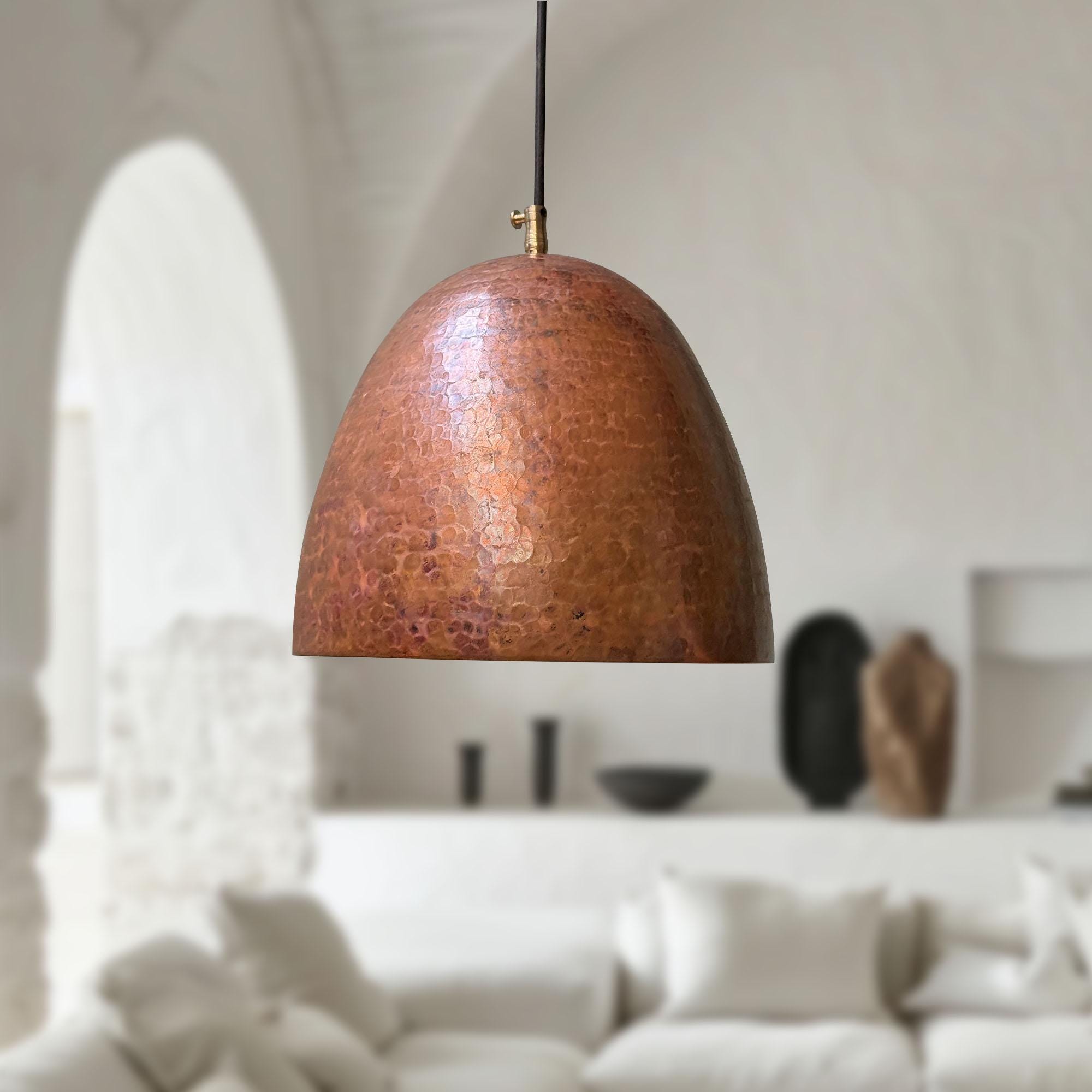 Small Copper Pendant Light – Hammered Dome Kitchen Fixture