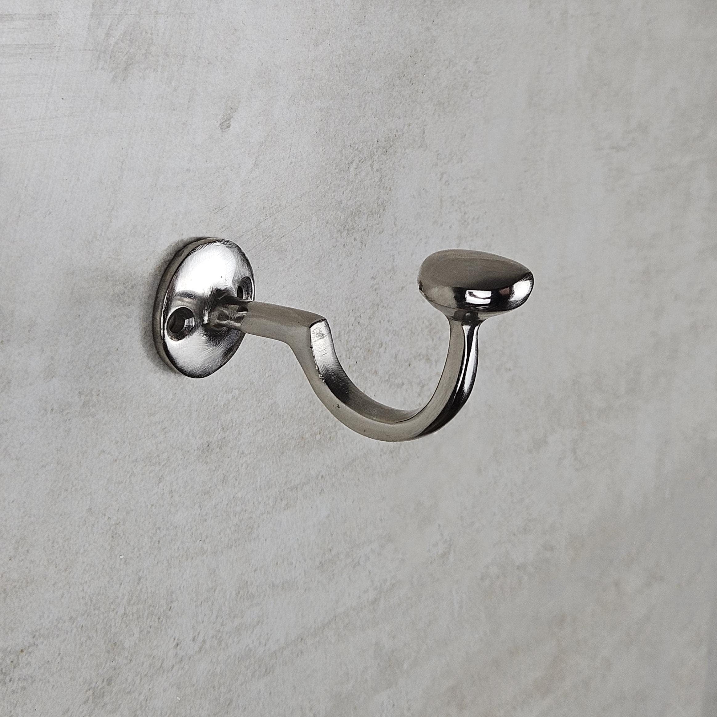 Polished Nickel Wall-Mounted Hook – Solid Handmade Towel & Coat Hook