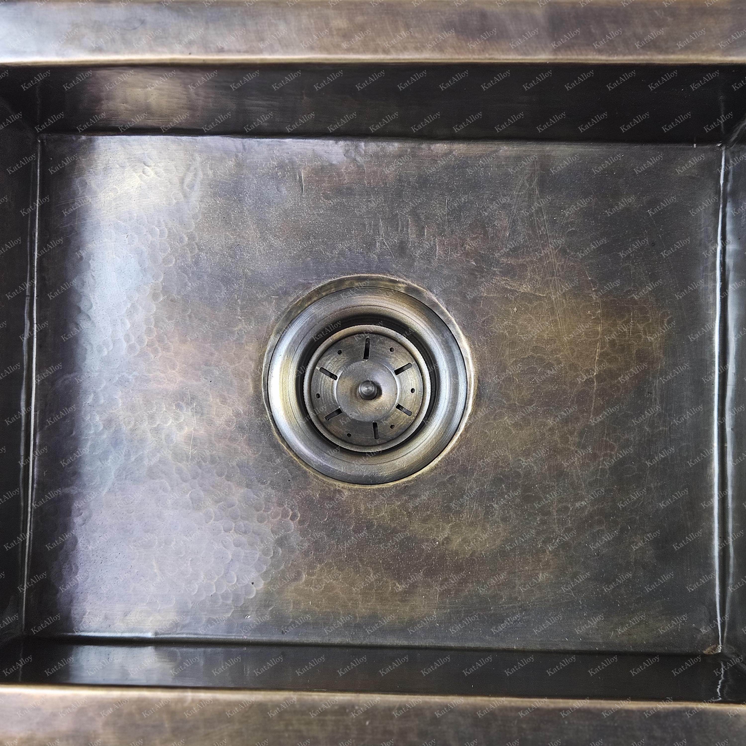 Rustic Patina Brass Kitchen Sink – Hammered Undermount or Drop-In Sink