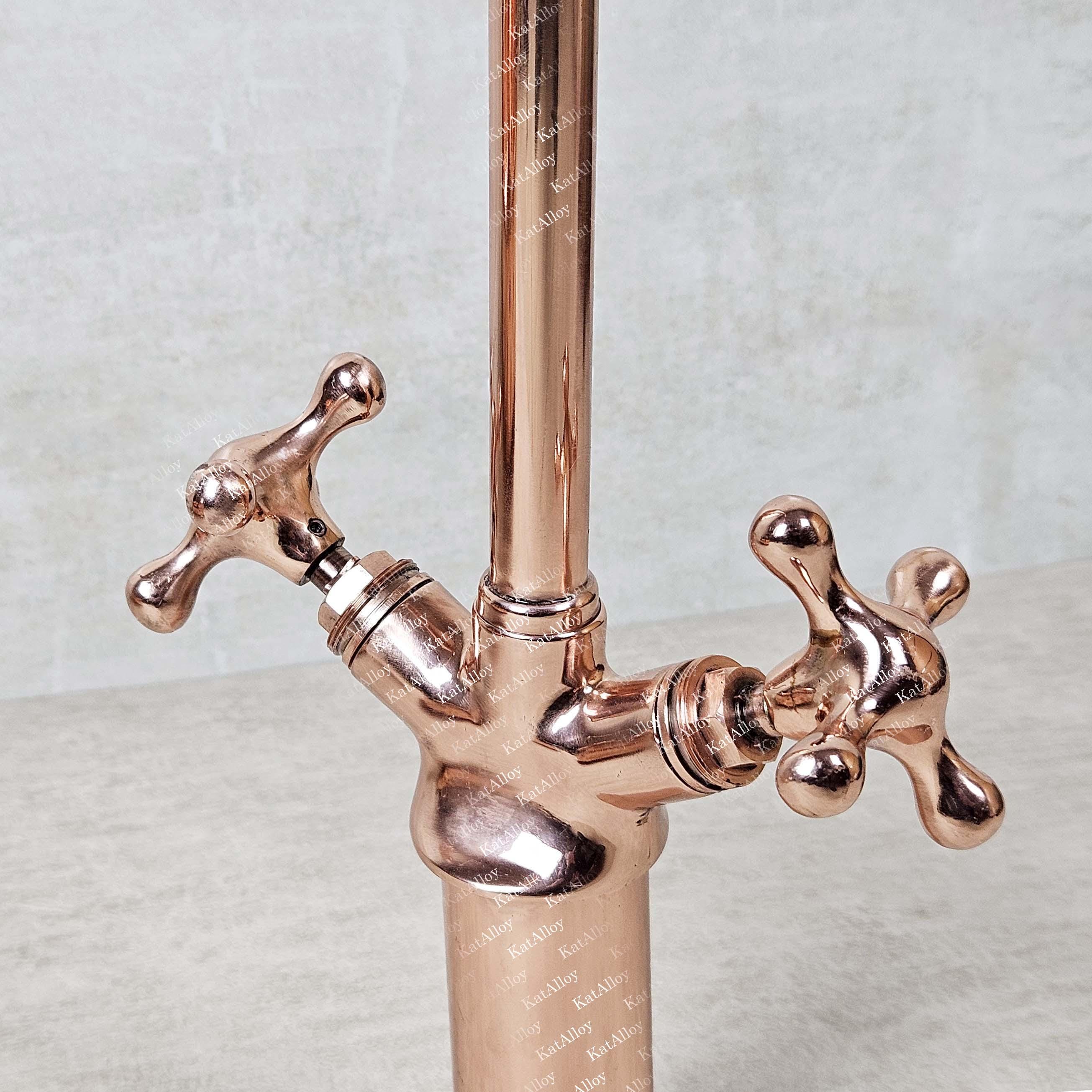 Copper Gooseneck Bathroom Faucet with Riser