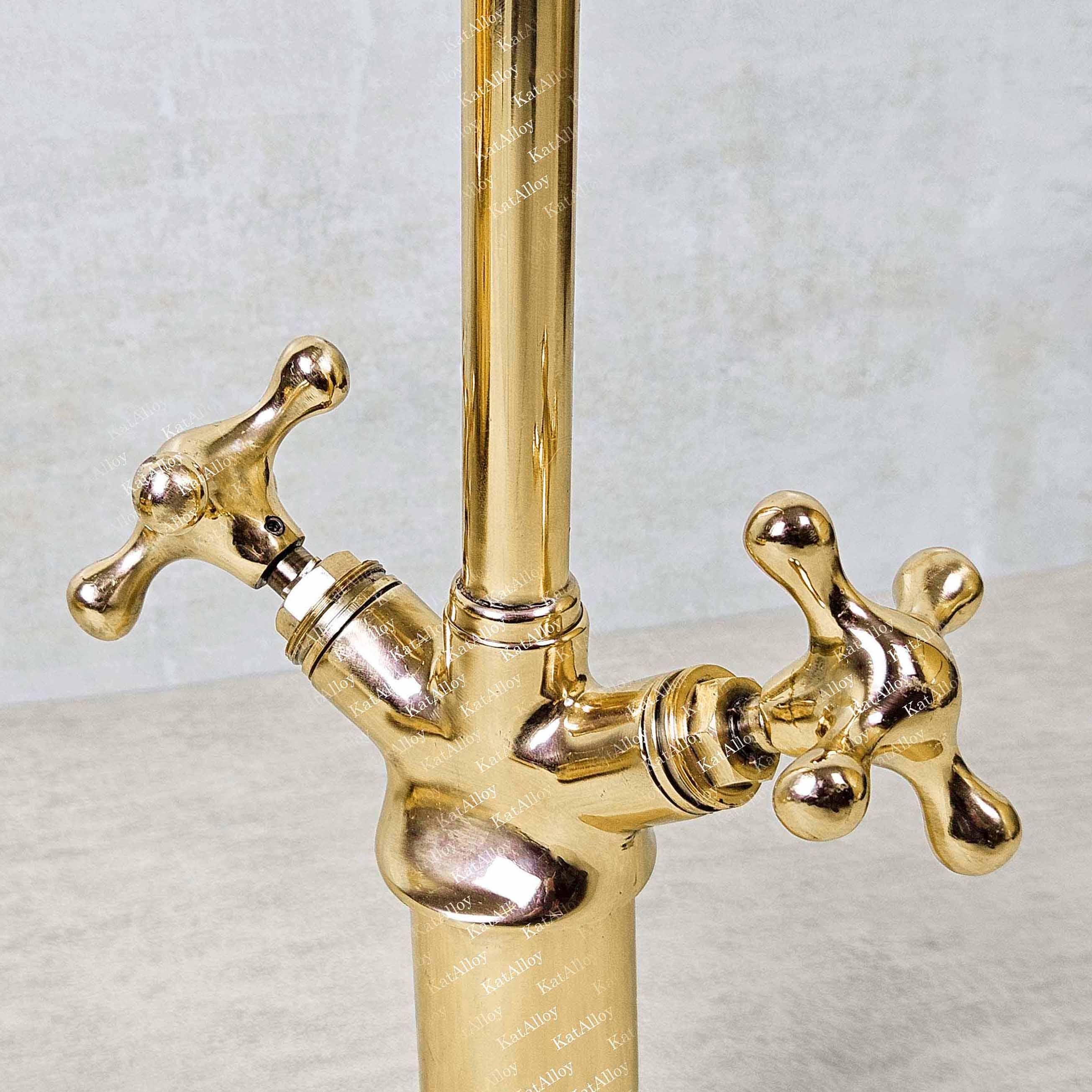 Solid Brass Gooseneck Bathroom Faucet with Riser – For Vessel Sinks
