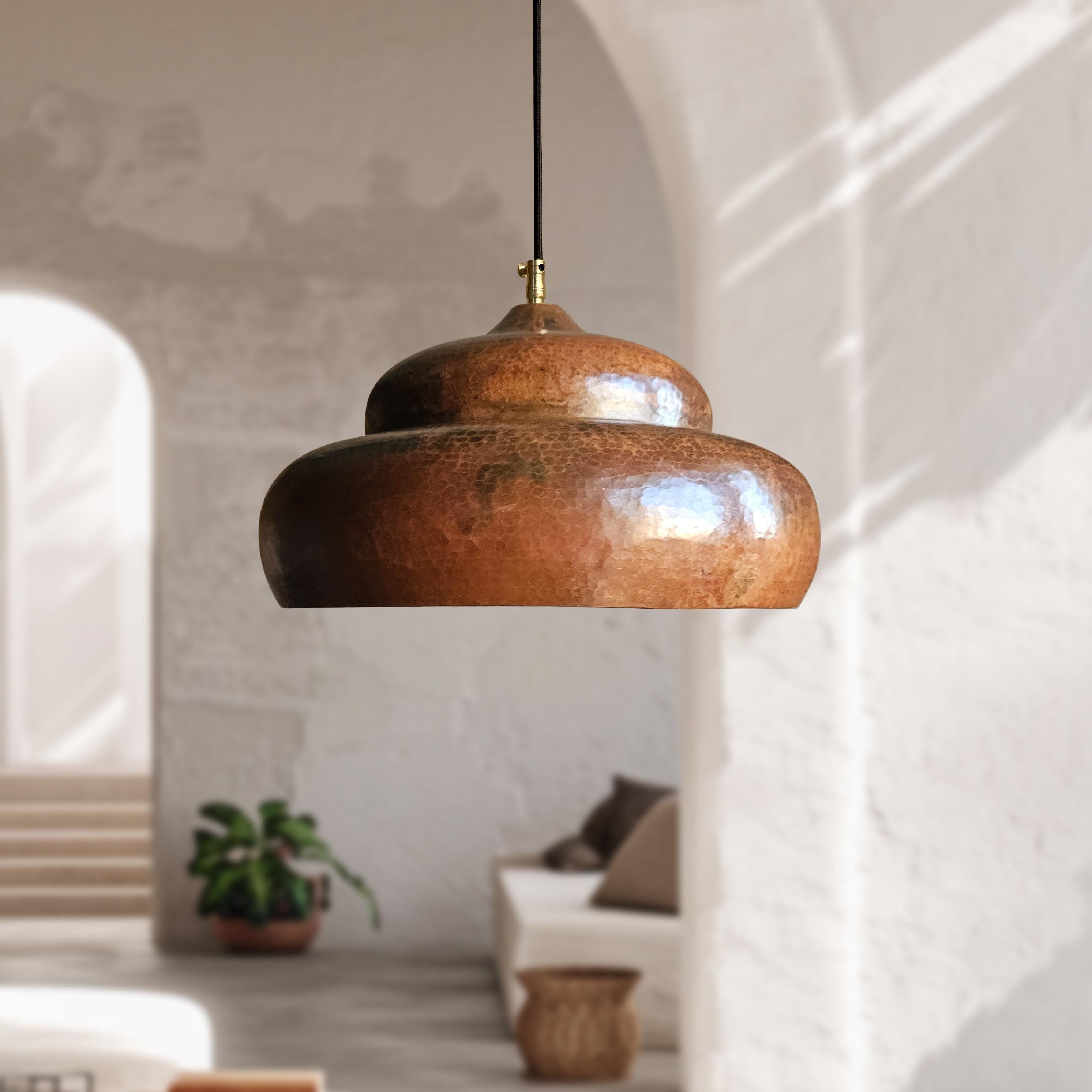 Copper Ceiling Light – Rustic Dome Kitchen Hanging Fixture