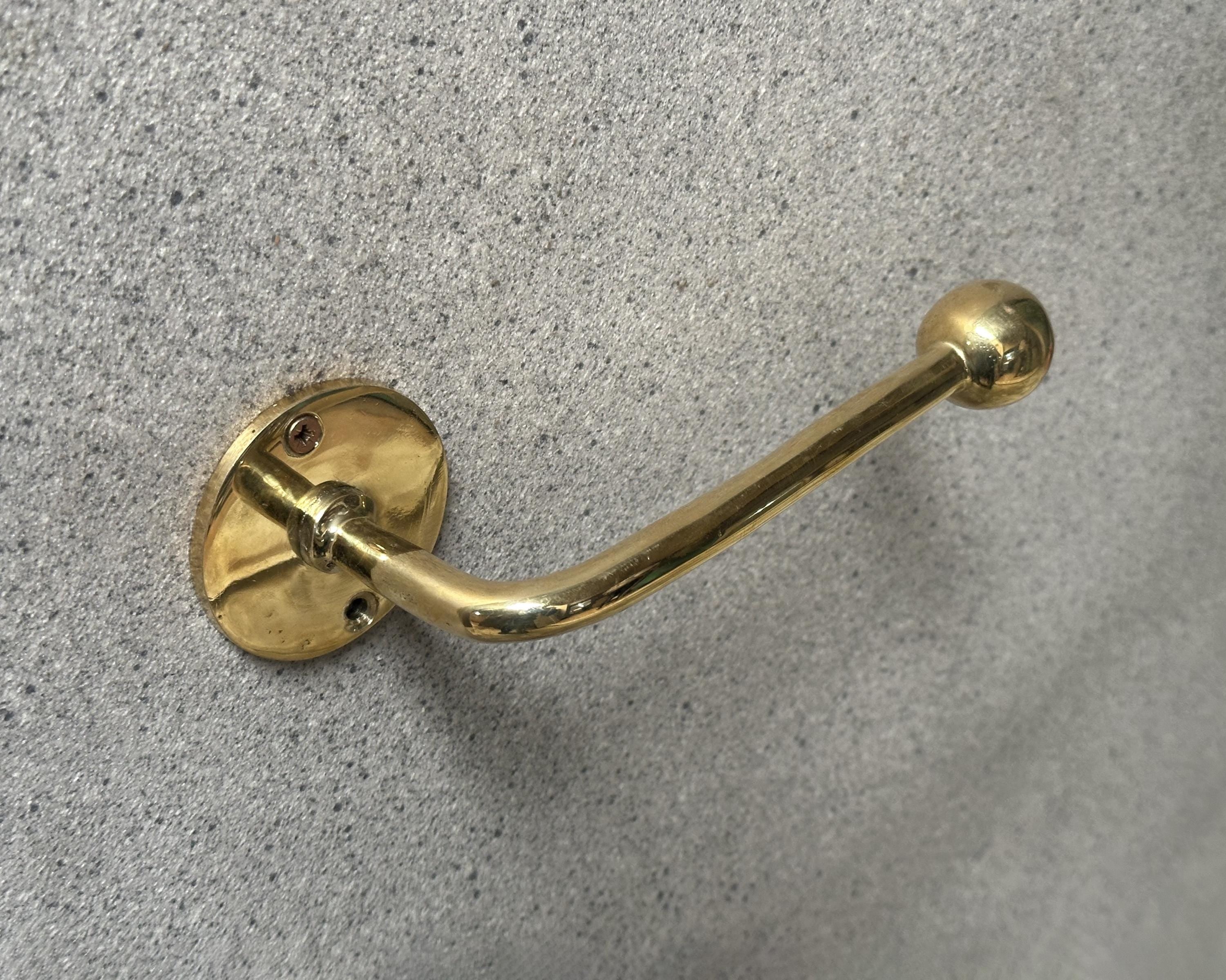Unlacquered Brass Roll Holder - Handmade Brass Toilet Paper Holder