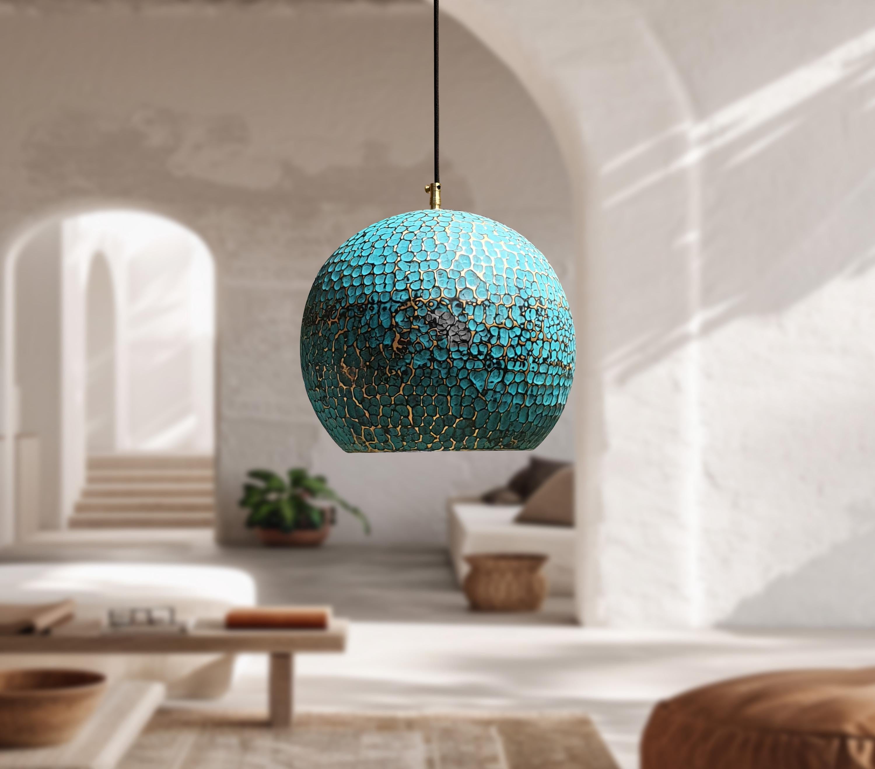 Two Patina Brass Pendant Lights, Set of 2 Oxidized Dome Pendant Light, Brass Island Kitchen Light Fixture, Rustic Round Ceiling Light