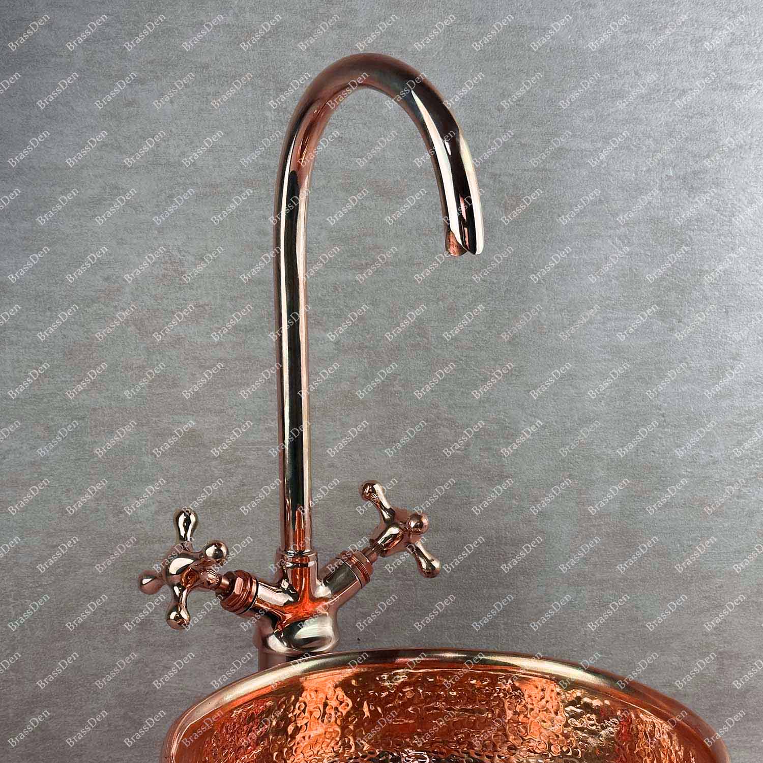 Round Black Vessel Copper Bathroom Sink – Hammered Interior Basin with Faucet