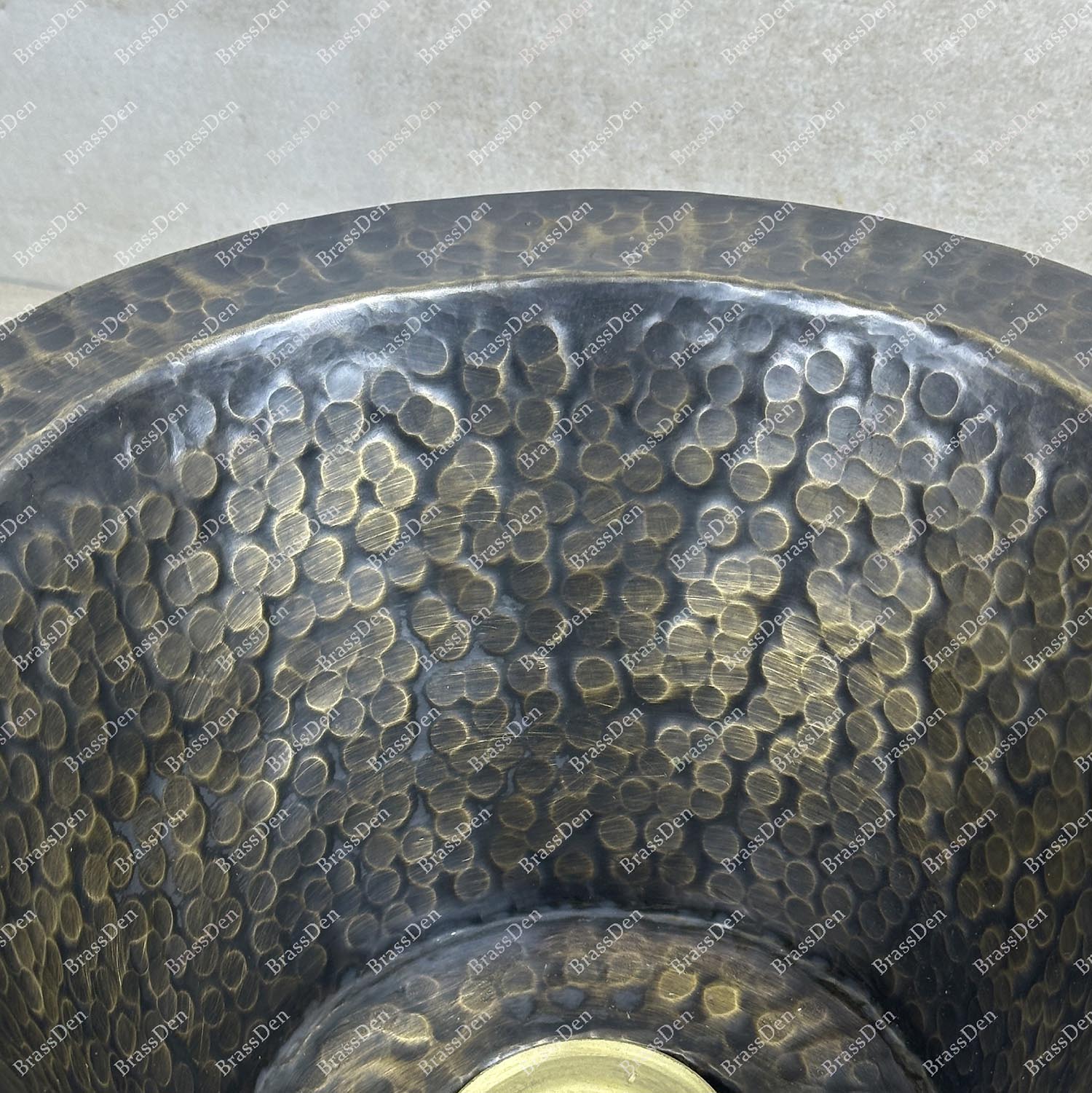 Patina Brass Round Bar Sink – Hammered Bronze Undermount or Drop-In Sink